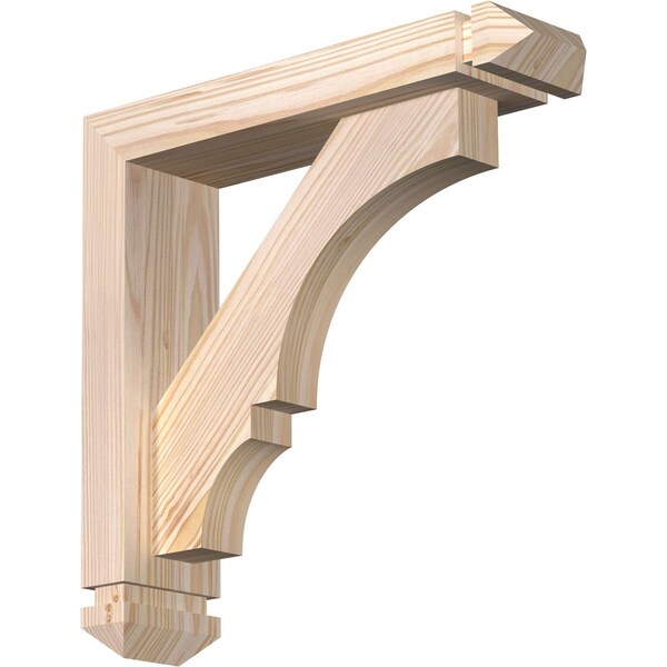 Ekena Millwork Balboa Arts and Crafts Smooth Bracket w/ Offset Brace, Douglas Fir, 3 1/2"W x 14"D x 14"H BKT0402X14X14BOA03SDF - main